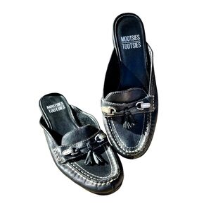 Mootsies Tootsies Black Leather Loafer Mules